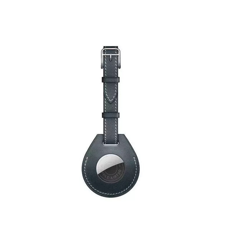 Leather Short Strap AirTag Case - Black