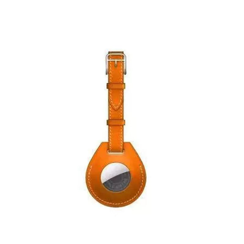 Leather Short Strap AirTag Case - Orange