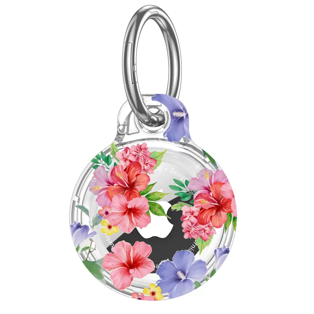 Clear Case with Art Print AirTag Case - Hibiscus Flower