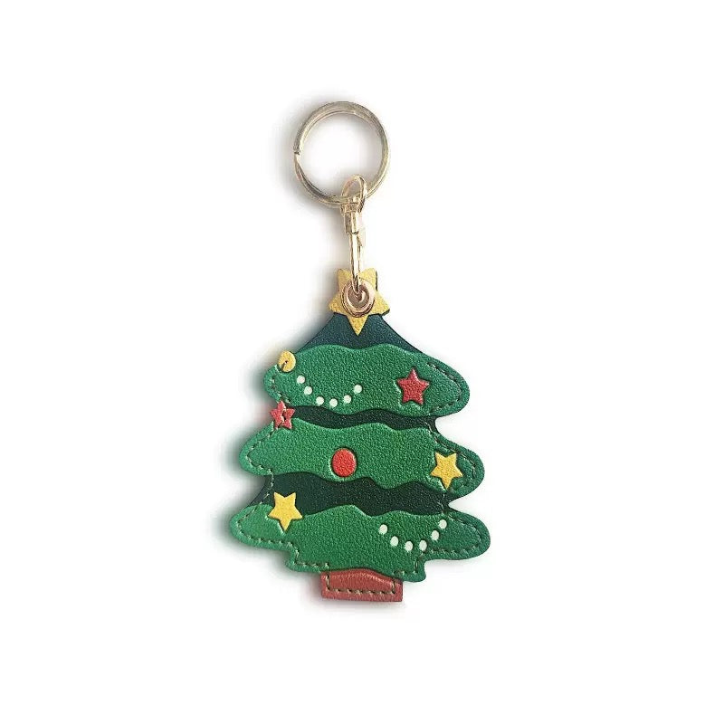 Leather Christmas AirTag Case - Christmas Tree