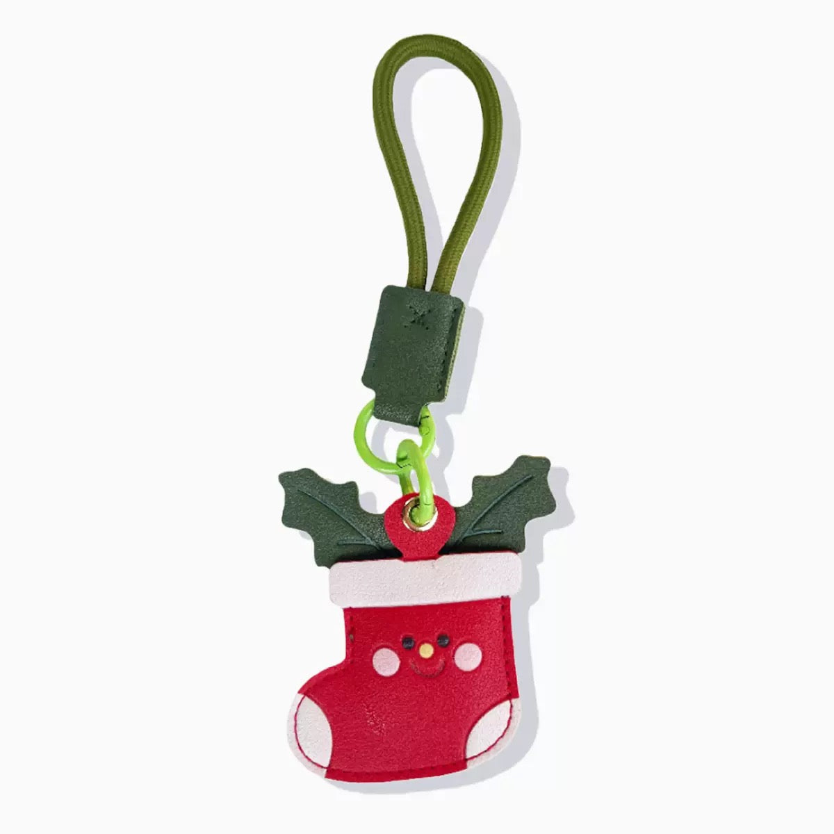 Leather Christmas AirTag Case - Christmas Stocking