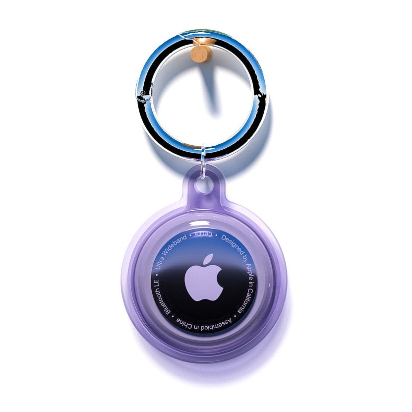 Transparent Colorful AirTag Keychain Case - Transparent Purple