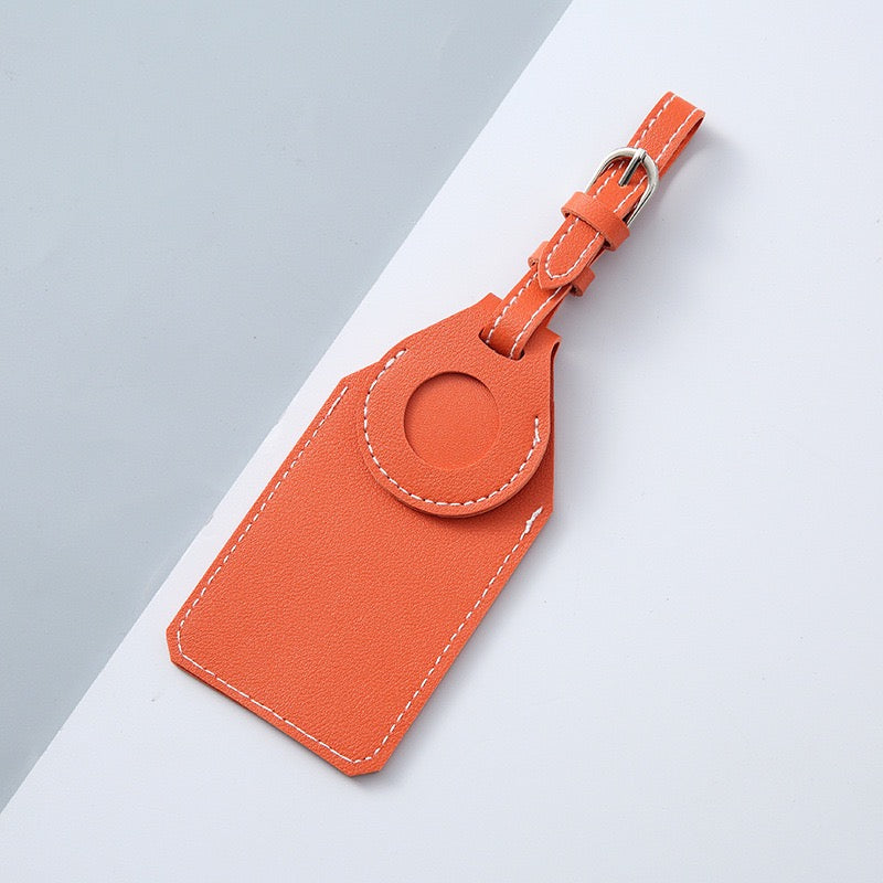 Leather Luggage Tag - Orange