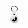 Leather Keychain AirTag Case - White